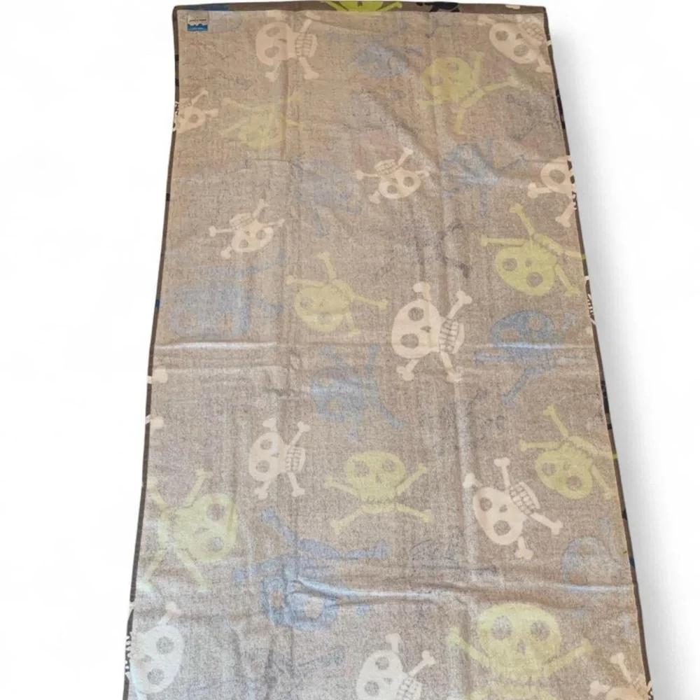 Jumping Beans Gray and Blue Skulls and Crossbones Velour Beach Towel